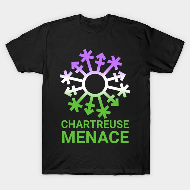 "Chartreuse Menace" Gender Snowflake - Genderqueer Flag Colors T-Shirt by GenderConcepts